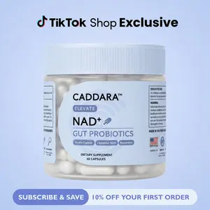 Caddara Elevate Liposomal NAD+ 250mg Trans-Resveratrol 50mg Capsules & Gut Probiotics, Double Capsule, Advanced Cellular Energy Support, 60 Capsules