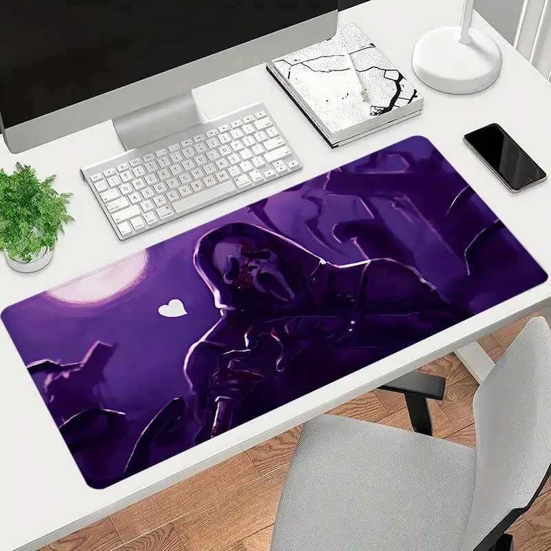 1pc Purple Horror Ghost Face Killer with Heart Accent Large Gaming Mouse Pad, Extended XXL Desk Mat, Stitched Edge, Non-Slip Rubber Base, Ideal for Horror Fans, Gamers and Spooky Desk Decor, Non Slip Mousepad, Mouse Pads For Desk