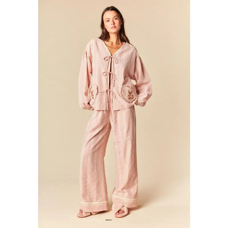 Lady's Long-Sleeve Sweet Dreams Teddy Pajama Set, Women's Soft Nightwear & Loungewear