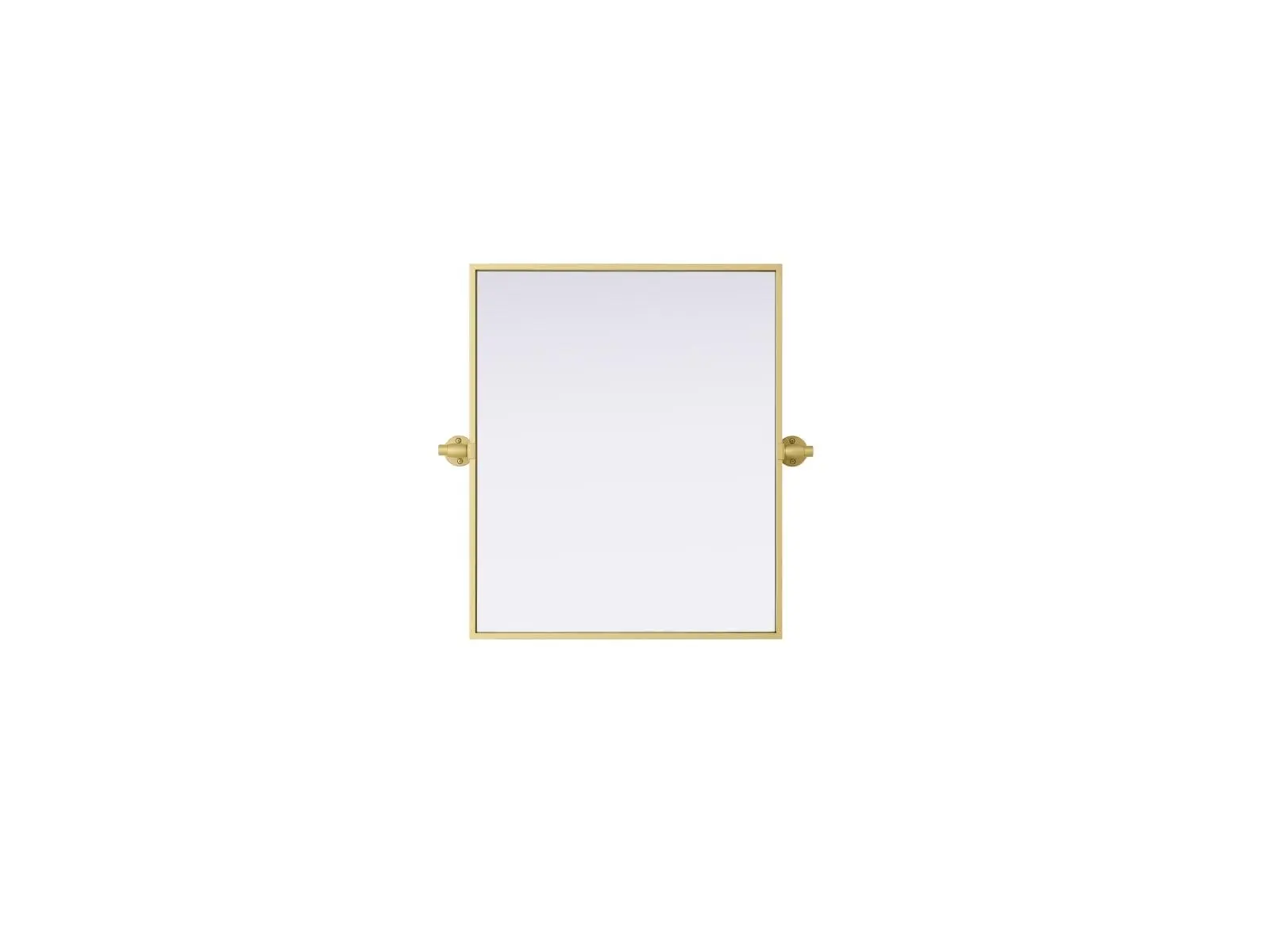 212 MAIN Amoura Modern Brass Finish Metal Pivot-Adjust Rectangle Iron Frame Wall-Mounted Bathroom Mirror, 20x24in Damp-Area Hanging Fixture, Room Decor