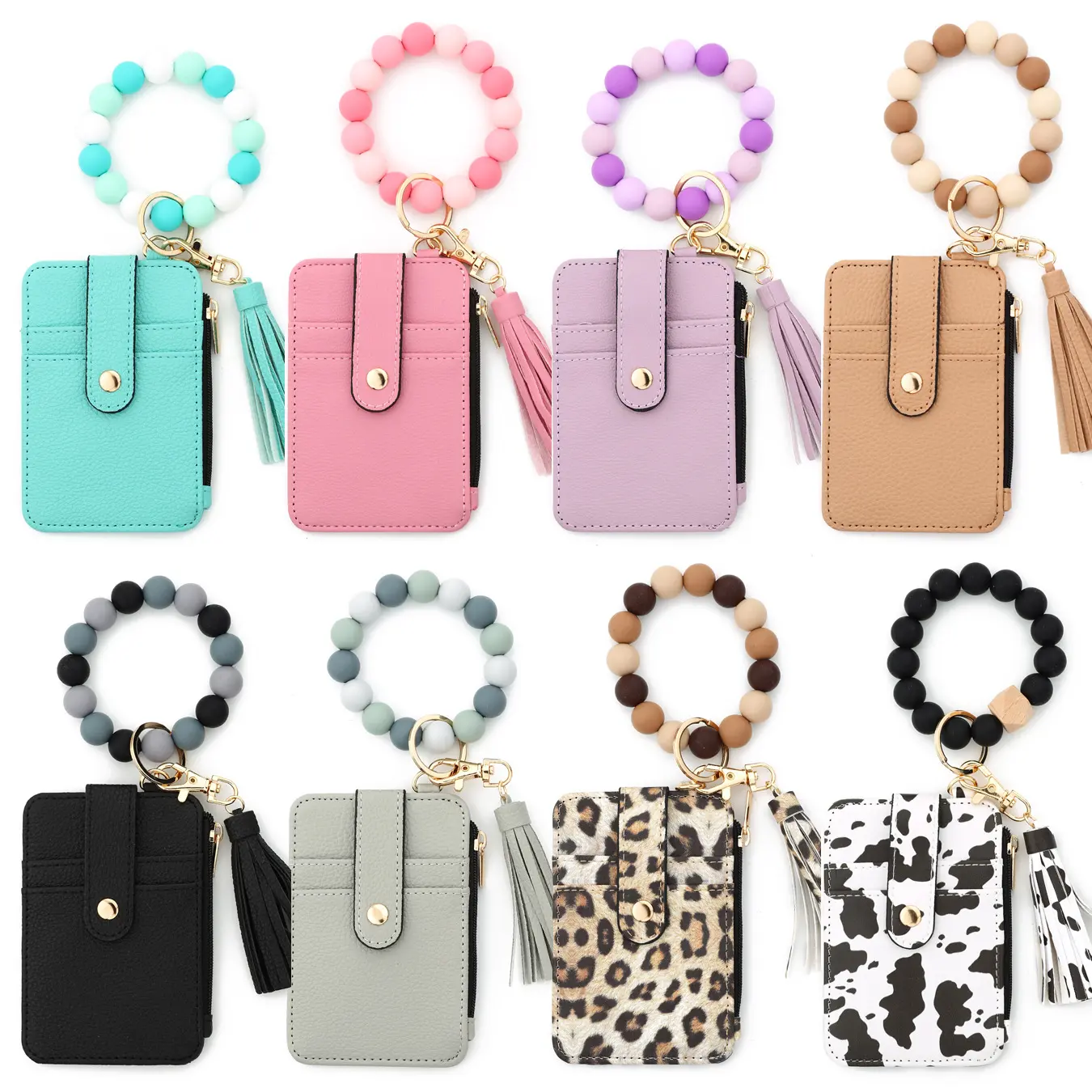 Women's 2026 ID Wallet Clutch - Modern, Mint, Black, Casual All-Over Printed Minimalist Silicone Wristlet, Foldable Folded Edge Card Holder, Patterned Leather Bag, Modern Women's Wallets, Mint Women's Wallets