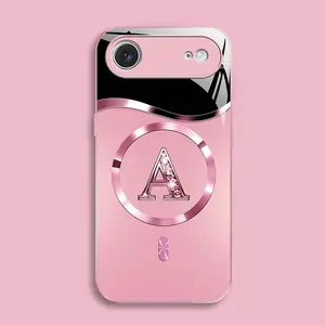 Suitable for [iPhone 17 Air] high-end MagSafe phone case🥰, Luxury Personal Initial Magnetic Case Viral Bling Diamond Letter Cover #SummerVibes 952