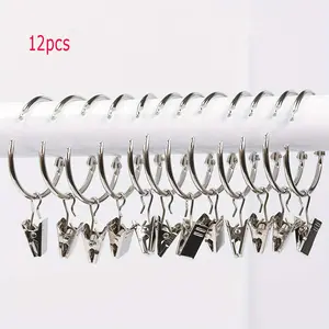 12/24/36pcs Silver Metal Curtain Rings with Clips, 1.5 Inch Interior Diameter, Fits up to 1.2 Inch Rod, Openable Shower Curtains Rings Heavy Duty Vintage Decorative Drapery Eyelet Shower Curtain Rods Hangers Rings