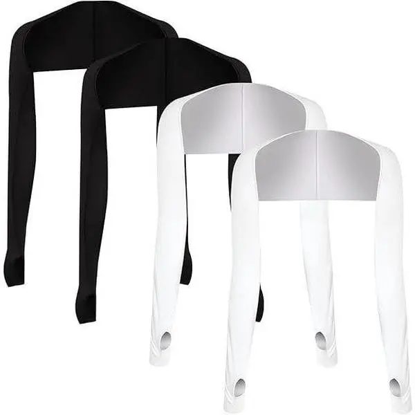 Women's Shawl Sun Shrug Sleeves, 4-Pack Ice Polyester Cooling Arm Covers with Thumb Holes for UV Sun Protection, Golf & Driving, Protective Arm Sleeves