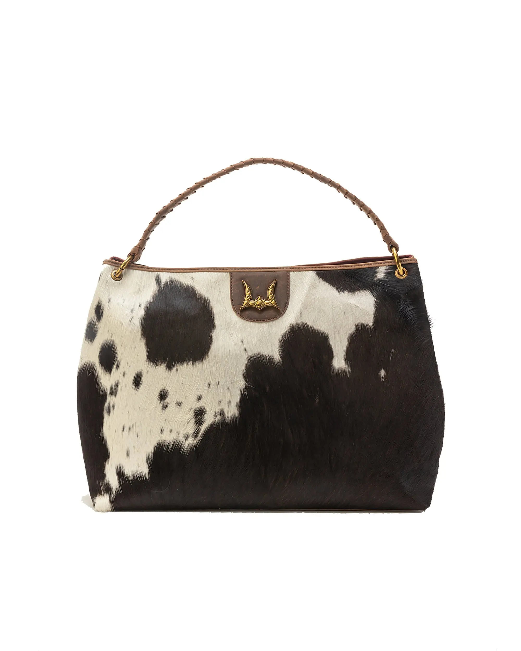 Genuine Cowhide Leather Hobo Bag for Women, Large Black and White Modern Western Shoulder Bag with Wide Strap, Genuine Leather Handbags