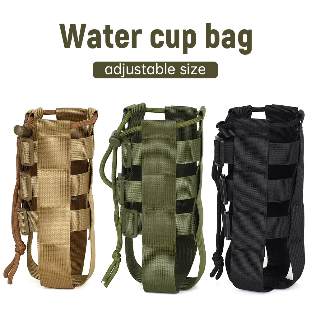 Jumahe Portable Outdoor Water Bottle Bag Adjustable Large Capacity Water Cup Bag Water Bottle Bag Suitable for Outdoor use with Molle System