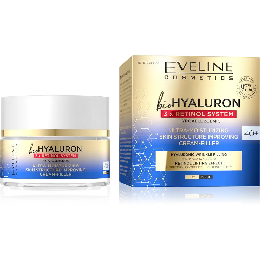 Eveline Cosmetics Bio Hyaluron 3X Retinol System Cream 40+ Moisturizer Moisturizing
