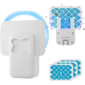 Indoor Fly Trap, Plug-in Flying Insect Trap Suitable for Mosquitoes, Flies, Fruit Flies, Moths, Insects, Indoor Fruit Fly Trap (1 Device + 3 Adhesive Cards) Indoor Mosquito Killer, Insect Trap, Indoor Fly Catcher
