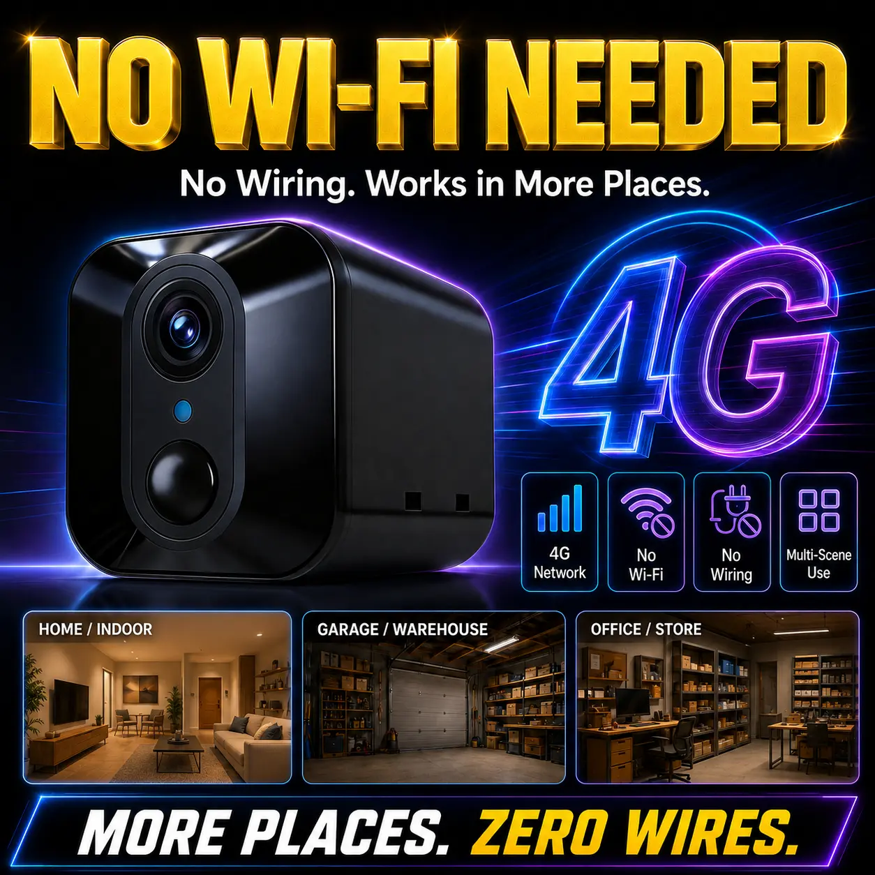 4K, security camera, 4G LTE camera, wireless camera with infrared night vision, rechargeable battery, intelligent PIR human detection, two-way voice communication, no need for Wi-Fi, no need for power plug