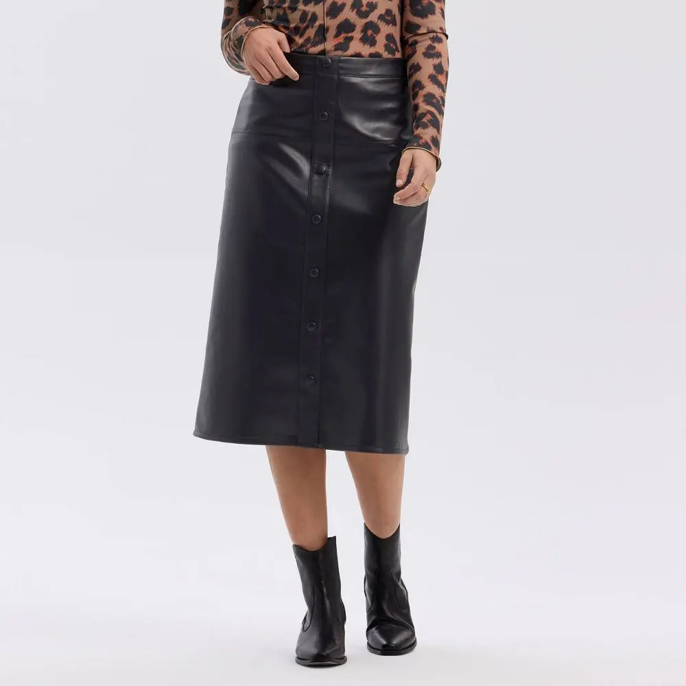 Women's Button-Front Midi A-Line Skirt - A New Day