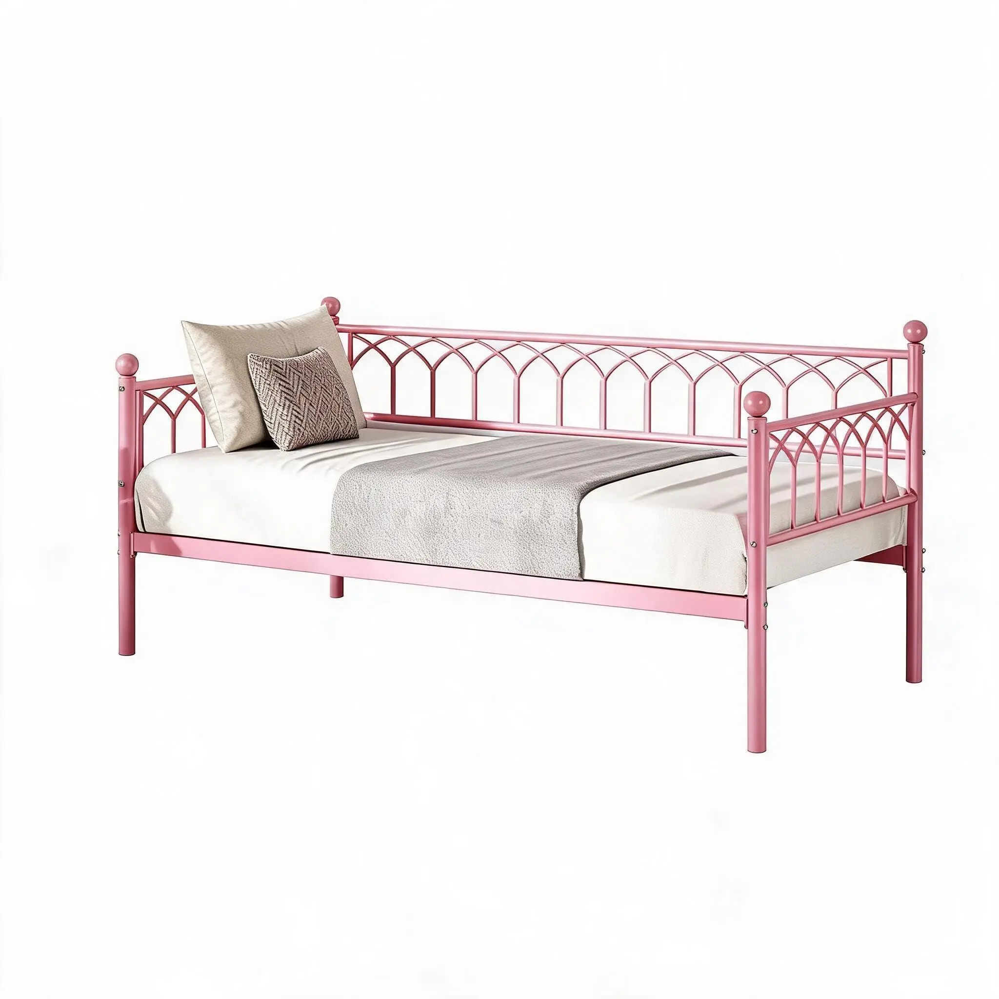 Garvee Twin Daybed w/Trundle LED Lights, Metal Sofa Bed Frame & Charging Station for Bedroom Living