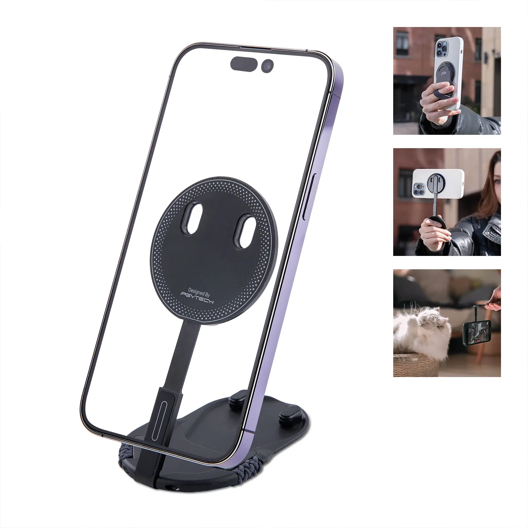 PGYTECH MagFlex Magnetic Smartphone Holder - Portable Aluminium Magsafe Compatible Accessory, Adjustable Phone Stand, Selfie Stand for iPhone 17, Android Cellphones