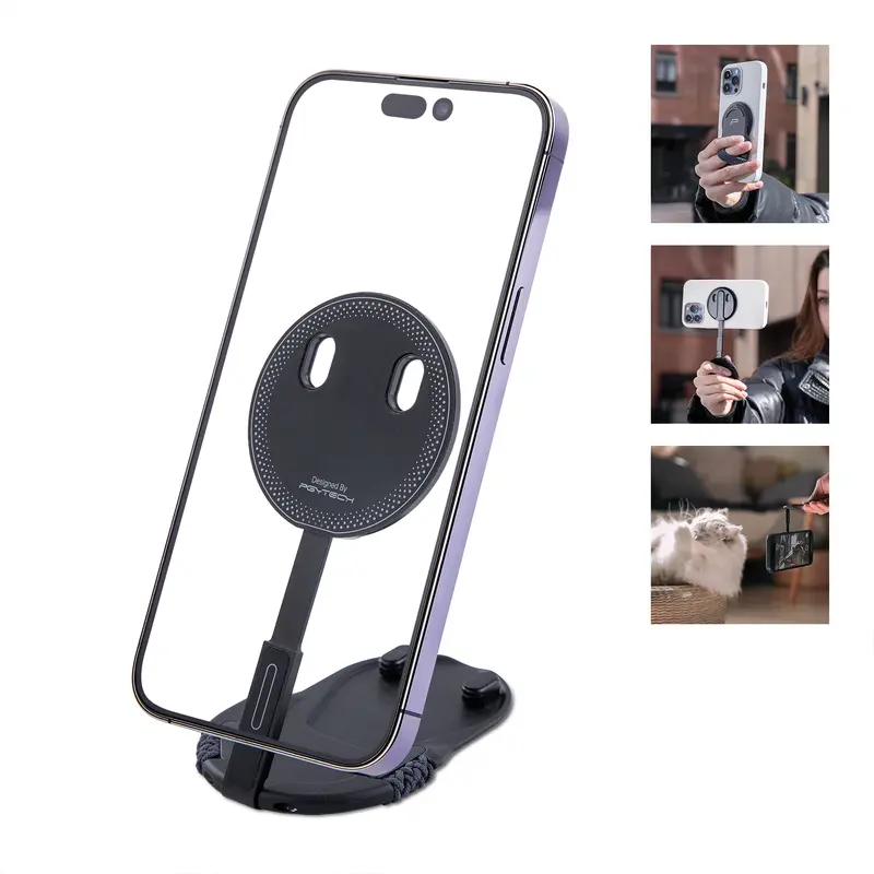 PGYTECH MagFlex Lightweight Magnetic Smartphone Holder - 47.2g Aluminium-Plastic MagSafe Compatible Accessory, 300° Rotatable Adjustable Phone Stand, Selfie Stand for iPhone 12+Android Phones (p-pg-017/023/024), Boxed Set with Webbing, Women's Accessory
