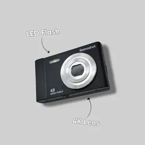 Retroshot 4K Vintage Digital Camera with 16x Zoom, Built-in Flash, 32GB SD Card and USB Adapter Rechargeable Film 4kDigitalCamera