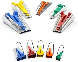 Fabric Bias Tape Maker Tool, 5in1, Sewing Quilting, 6mm 9mm 12mm 18mm 25mm, Multicolour, Tape Maker Tool Set