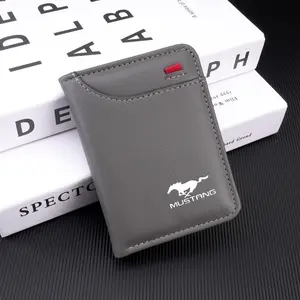 PU Leather Car Logo Mini Wallet, Lightweight Thin Money Purse, Ford Mustang Focus Mk2-4, Mondeo, Festiva, Fusion, Fiesta Car Accessories