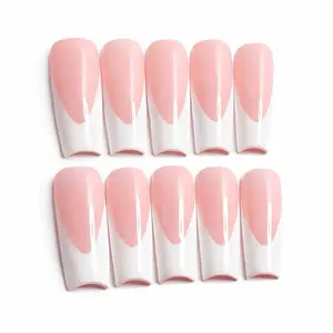 NailedByMaryn Classic French Tip Press-On Nails Handmade Salon-Quality Finish Multiple Length Options for Everyday Wear 10-18 Nails Set with Adhesive Tabs & Application Kit