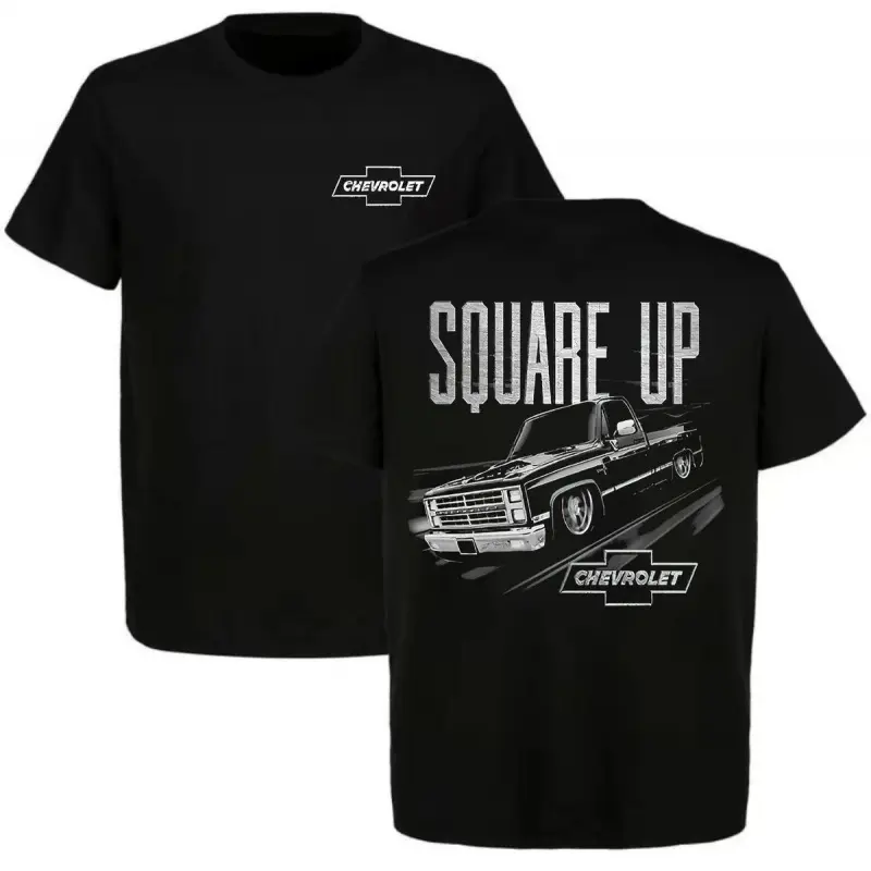 180g[100%cotton]Square Up Chevrolet Short Sleeve T-Shirt – Ultra Cotton Classic Tee for Pickup Truck Fans| Men’s Casual Truck Graphic Top