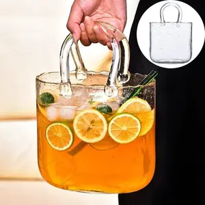 Handheld Glass Cup with Handle, Portable Picnic Water Bottle, Creative Home Cold Drink Cup, Summer Travel Mug, Unique Design, Glass Drinking Cup, Drinkware
