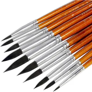 Artist  Brush Set (10 Sizes) - Fine Tip Round Synthetic Brushes for Watercolor, , Gouache, Oil Painting & Crafts - Professional Quality Art Supplies