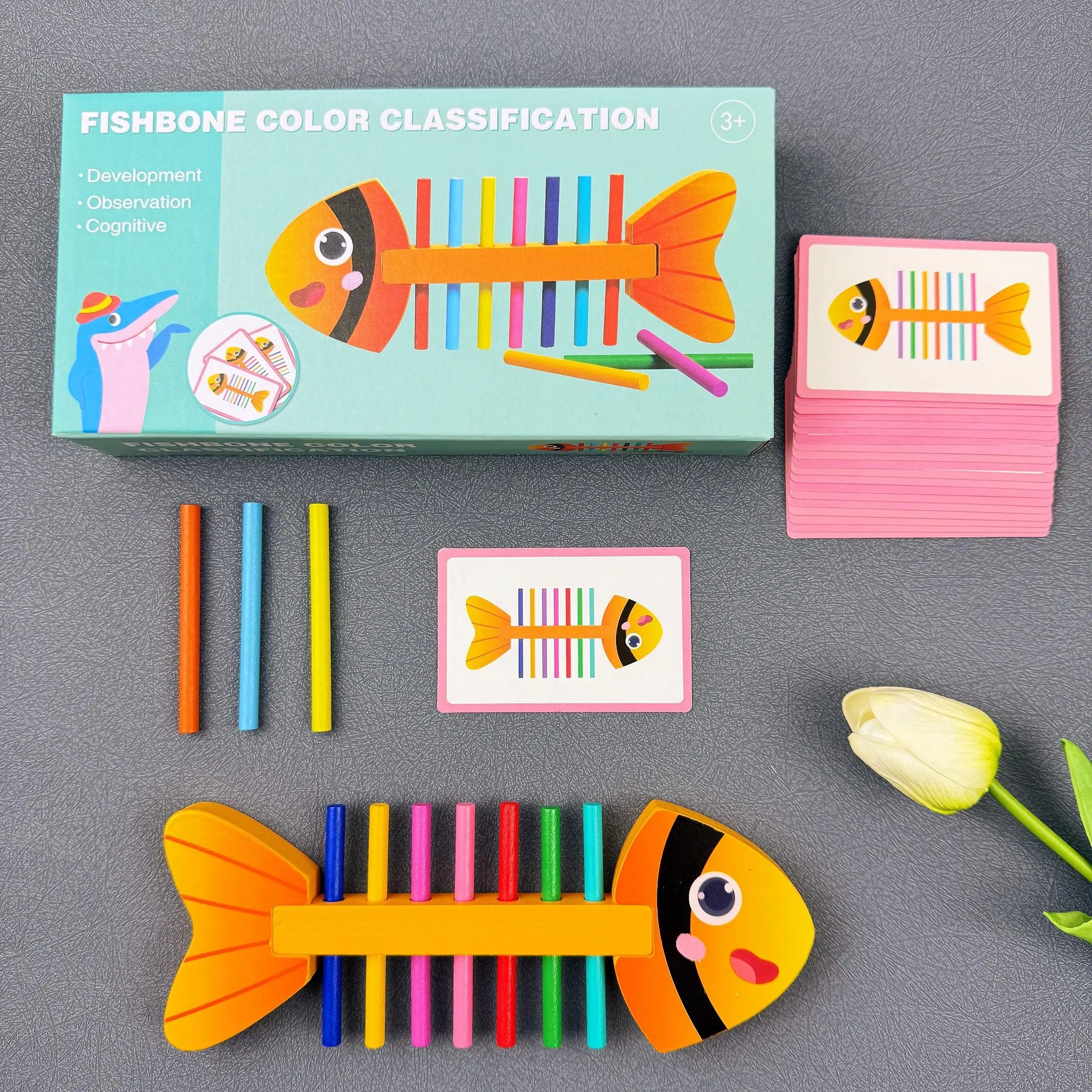 Wooden Fish Shape Sorter Toy, 1 Set Color Classification Matching Toy, Early Education Toy, Parent-child Interactive Toy, Gift for Boys & Girls, Baby Essentials, Learning Materials