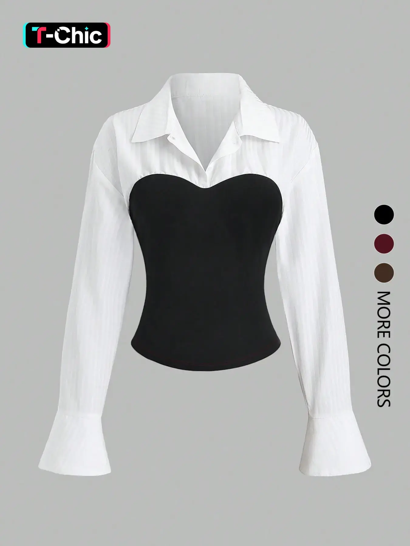 This women's white long-sleeved All Seasons Blouse with puff sleeves and patchwork design is elegant and versatile, suitable for everyday wear and various occasions Shirts Casual Chic Fitted Casual Classy Top Blouse Tops