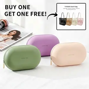 Buy 1 Get 1 Free Waterproof Silicone Toiletry Bag - Leak-Proof Cosmetic Storage Bag, Makeup Organizer Pouches, Small Makeup Pouch for Travel Cosmetics & Skincare, Home Supplies