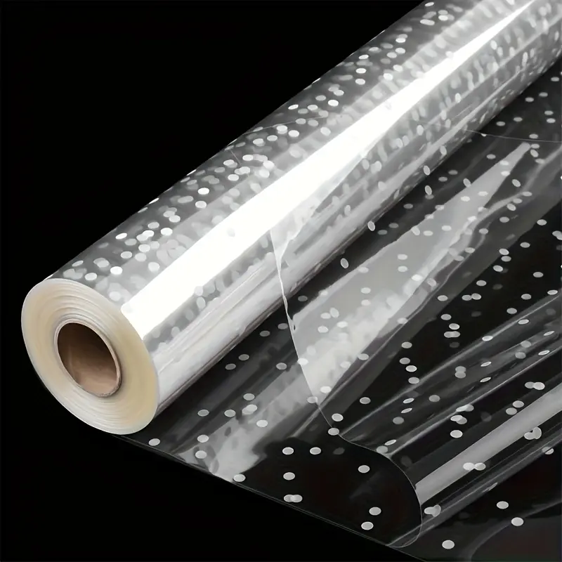 1 roll of wide clear cellophane wrapping roll with irregular white dots, 40cmx10m (15.75x393.7in) thickened cellophane roll, gift basket wrapping cellophane film, Bouquet wrappers, Gift Wrapping Supplies, suitable for baskets, bouquets, gifts
