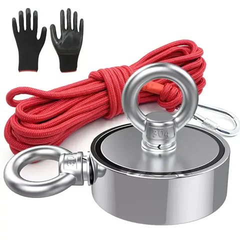 Double/Single Side Fishing Magnet, 400LBS ~ 1100LBS Heavy Duty Neodymium Set