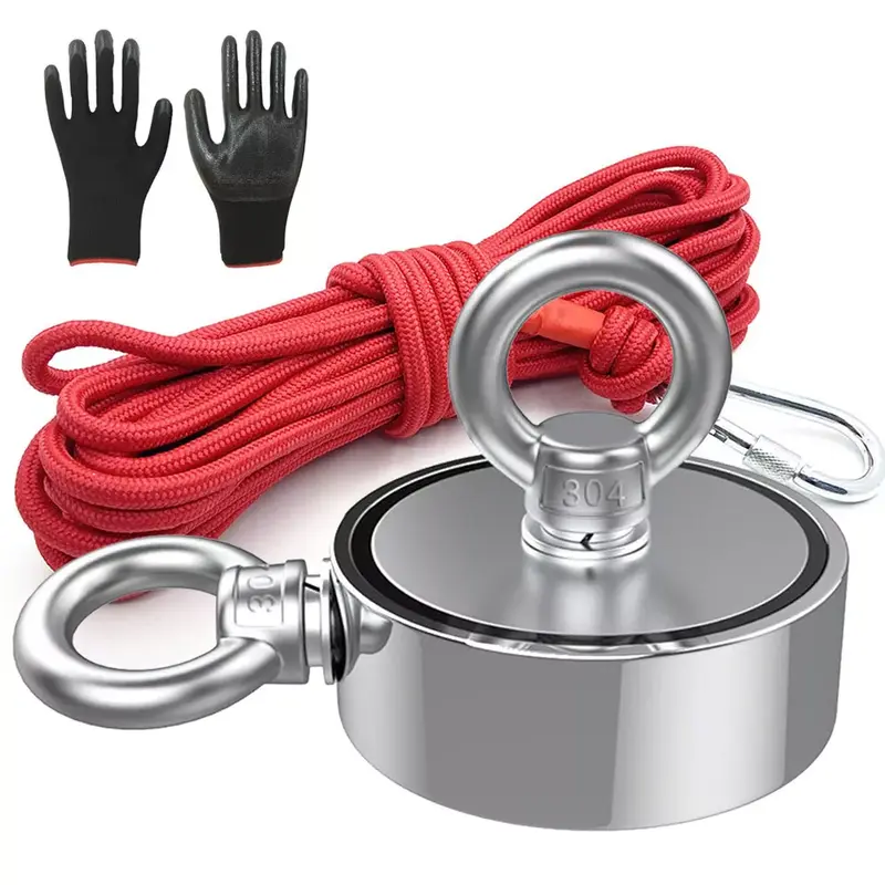 Double/Single Side Fishing Magnet, 400LBS ~ 1100LBS Heavy Duty Neodymium Set