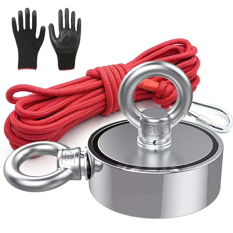 Double/Single Side Fishing Magnet, 400LBS ~ 1100LBS Heavy Duty Neodymium Set Double/Single Side Fishing Magnet, 400LBS ~ 1100LBS Heavy Duty Neodymium Set