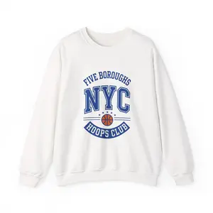 NYC Hoops Club Sweatshirt | Collegiate Basketball Varsity Typography