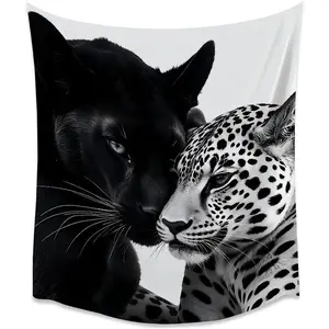 Fashion Black and White Stylish Leopard Wall Tapestry Roar Artwork Wall Vintage Funky Print Tapestries Preppy Shabby Chic Design Backdrop