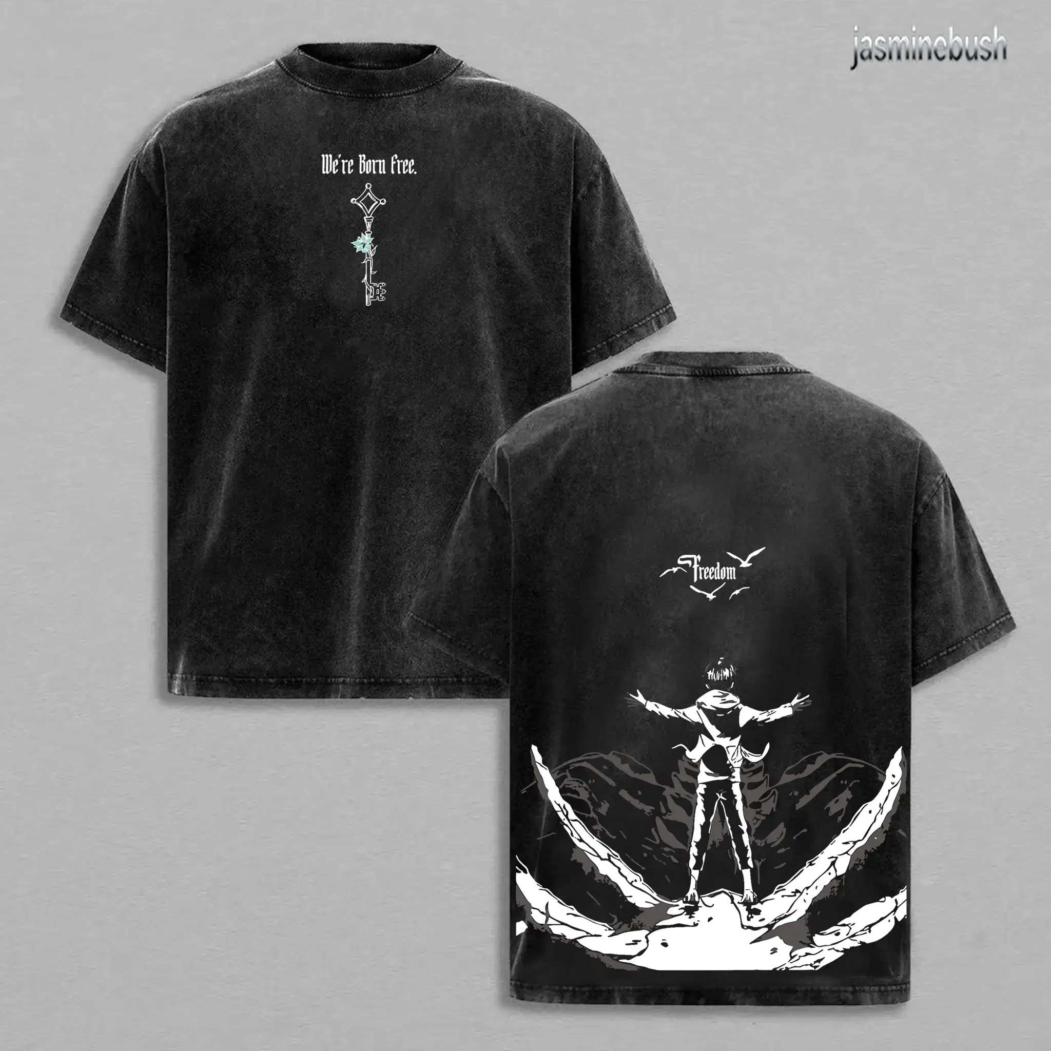 Men's Oversized Attack on Titan Graphic T-Shirt, Unisex Retro Vintage Washed Funny Streetwear, Crew Neck Short Sleeve Casual Fit Loose-Fitting Baggy Menswear Top, Cute