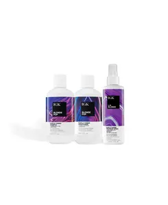 IGK CHANGE YOUR TONE | BLONDE 3-STEP SYSTEM BUNDLE | Blonde Pop Shampoo + Blonde Pop Conditioner + L.A. Blonde Purple Toning Treatment Spray | 679ml | 23 oz