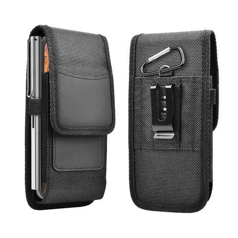 Vertical Nylon Phone Case Casing with Clip Pouch, 1 Count Multi-grid Cell Phone Protective Cover with Pen Holder, Phone Accessories Compatible with iPhone & Other Most 4.0-6.7 Inches Cellphone