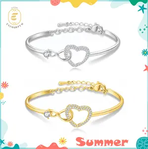 Infinite Heart Radiant Bangle Bracelet Birthday Wedding Engagement Anniversary Valentine's Day Daily Wear