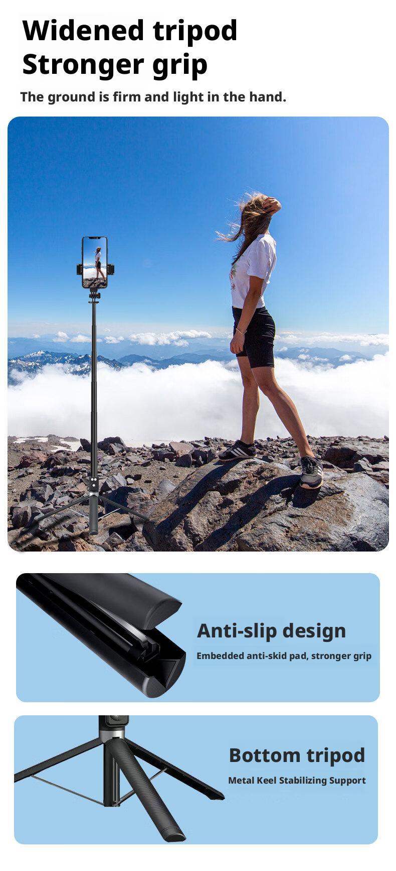 2026 6-in-1 Selfie Tripod w/Dual Fill Lights & Wireless Remote | Portable Adjustable Phone Stand | Detachable 360° Compact Travel Tripod