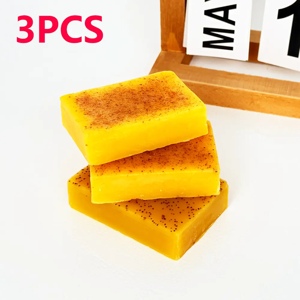 3PCS Turmeric Soap,Deep cleansingSoap,Moisturizing Soap For Face &Body,Body wash & Soap For Women& Men jabon curcuma Body CareComfort Skin Care acid kojic glow bar nurture Moisturizer Cleanser Acne Lemon