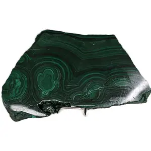 African Malachite Slab - Hand-Polished Stone of Transformation with Unique Green Patterns and Polished Surface