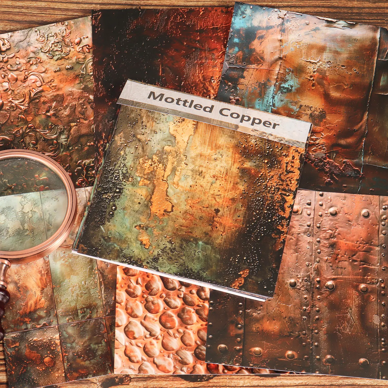 JAIIMAN 12sheets Vintage Copper Texture Large Size Self-adhesive Scrapbook Sticker, Decorative Sticker, DIY Decoration Decals, Journal Stickers, for Scrapbooking Supplies, Collage Decoration, Journal Enthusiasts