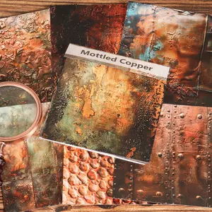 JAIIMAN 12sheets Vintage Copper Texture Large Size Self-adhesive Scrapbook Sticker, Decorative Sticker, DIY Decoration Decals, for Scrapbooking Supplies, Collage Decoration, Journal Enthusiasts, Collecting and Gifting