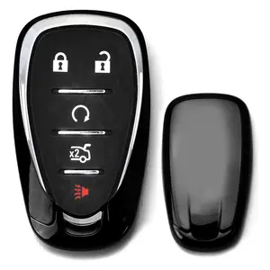 iJDMTOY Black Metallic Chrome Finish TPU Key Fob Protective Cover Case For 2016-up Camaro Cruze Spark Volt, 2017-up Malibu Bolt Sonic Trax, etc