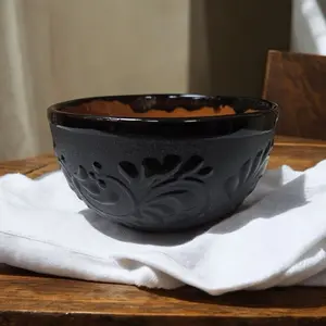 Black Talavera Bowl - Beautiful Tableware from Mexico