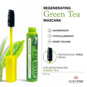Clevone+Green Tea Mascara+Eyelashes+Waterproof+Regenerator+3D Effect+Hypoallergenic+High Volume