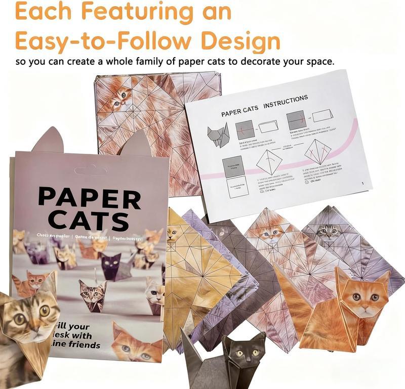 DIY Paper Cats Origami Kit 50 Sheets 3D Folding Craft Set Fun and Relaxing Handicraft Activity Cute Desk Decoration Perfect Gift for Kids Adults Pet Lovers Educational Toy to Improve Hand Eye Coordination Creativity and 3D Thinking Skills DIY Paper Cats Origami Kit 50 Sheets 3D Folding Craft Set Fun and Relaxing Handicraft Activity Cute Desk Decoration Perfect Gift for Kids Adults Pet Lovers Educational Toy to Improve Hand Eye Coordination Creativity and 3D Thinking Skills