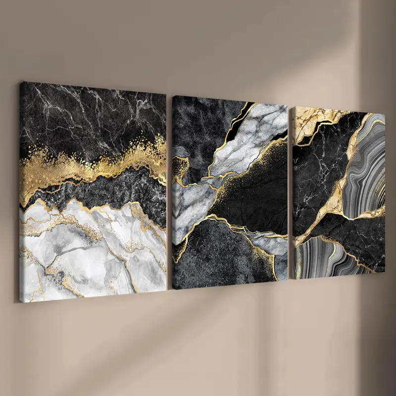 Wooden Framed Canvas Painting, 3 Counts/set Modern Art Wall Decor Painting, Wall Art Decor, Art Wall Decoration for Home Living Room Bedroom Office, Modern Abstract Design, Decoration Items