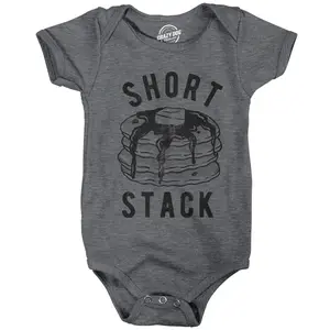 Baby Bodysuit Short Stack Jumper Funny Breakfast Pancakes Food Graphic Novelty Infant Clothes Funny Baby Onesies Funny Food Onesie Novelty Onesie Dark Grey