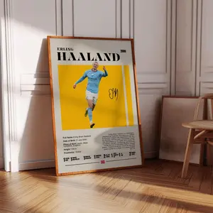 Erling Haaland Poster, Soccer Gifts, Sports Poster, Football Player Poster, Soccer Wall Art, Sports Bedroom Poster