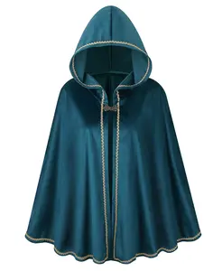 Renaissance Medieval Hooded Cape Adult Velvet Cloak Halloween Party Victorian Capelet for Women